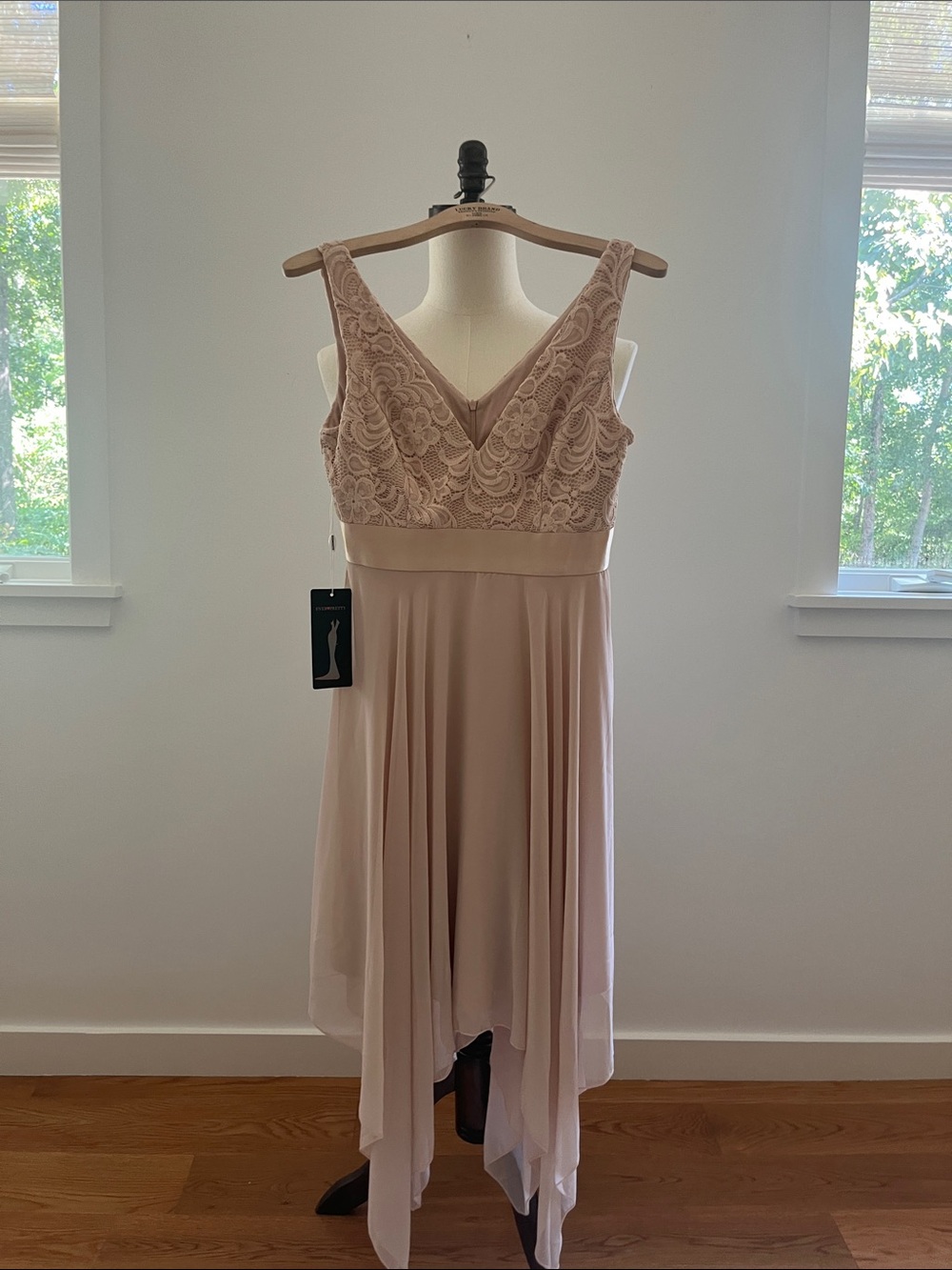 Ever Pretty Lace Bodice High-Low Chiffon Dress - Blush